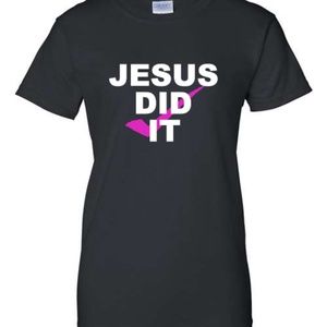 Pink Check Jesus Did It 100% cotton, Vinyl t-shirt, short-sleeved, christian